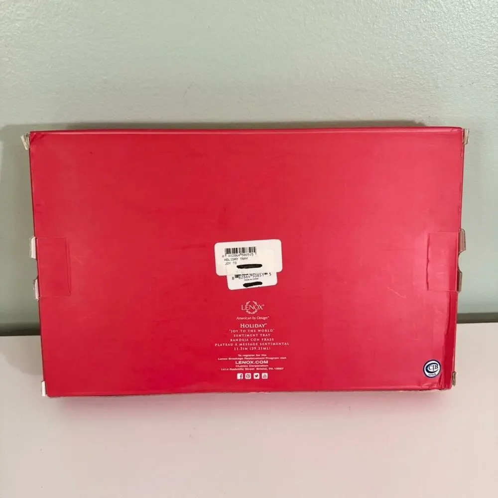 NIB Lenox‎ Holiday Joy To The World Rectangular Sentiment Tray 11
